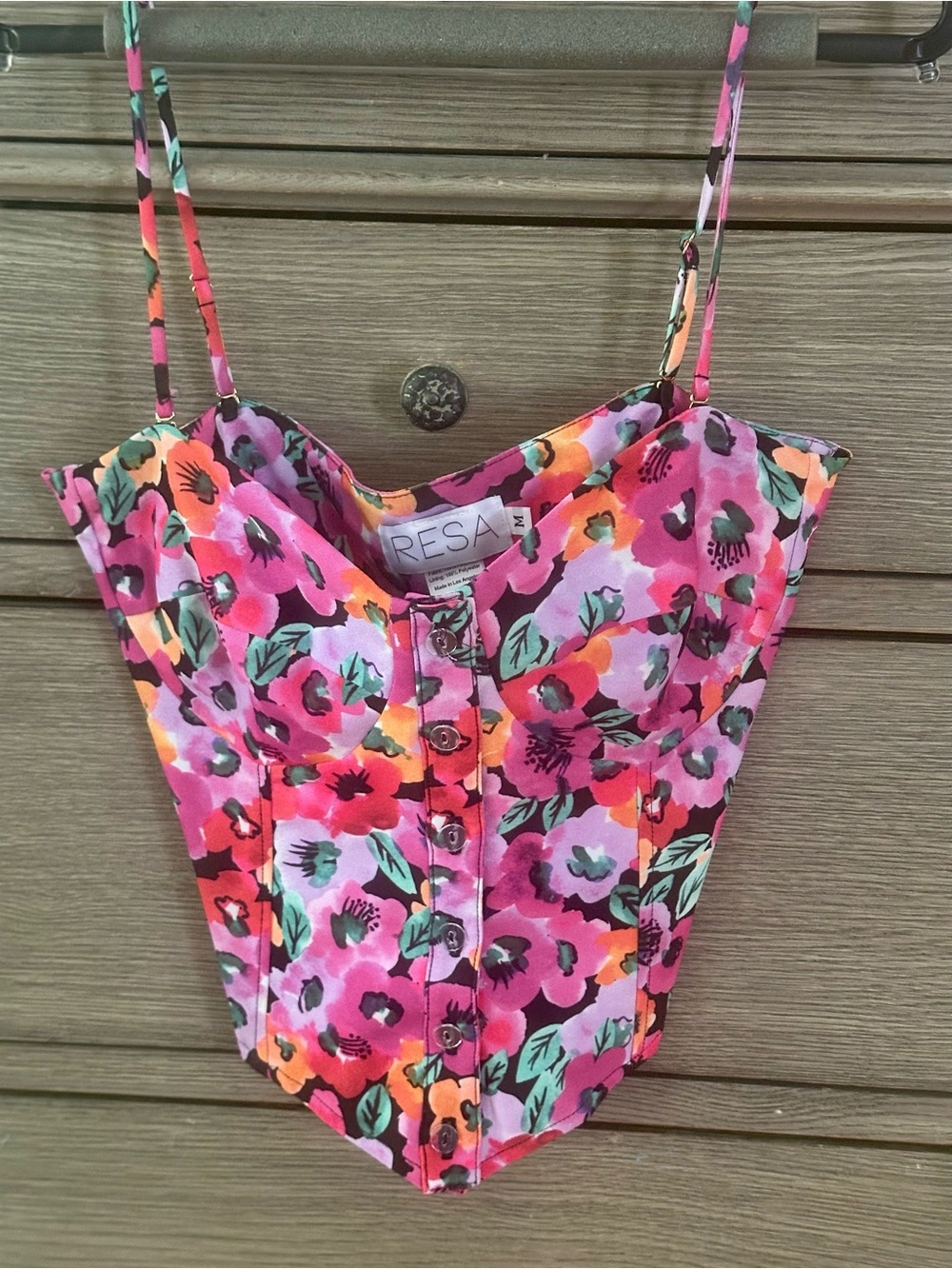 RESA Pink Floral corset top. Size M.